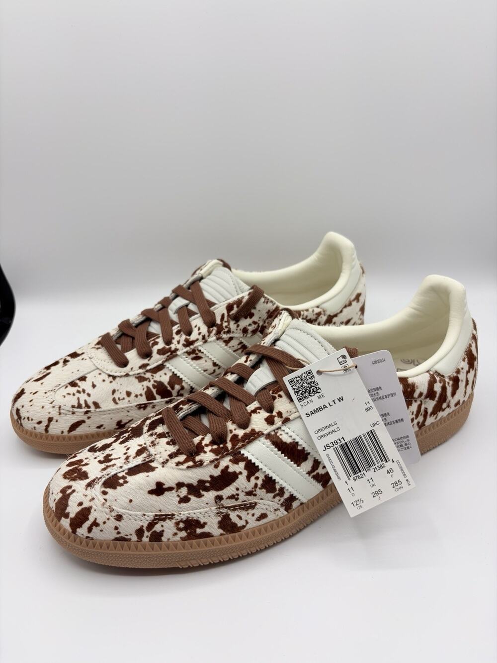 Adidas Samba LT Cow Print Long Tonge Shoes Women’s Sz 12.5 Real Leather NWT RARE